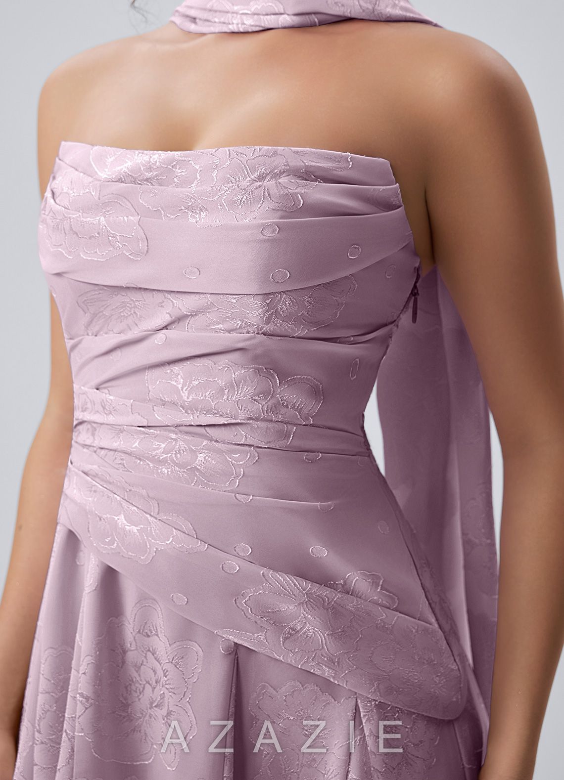 Iphigenie Frosted Lilac Strapless Jacquard Lace-Up Skater Mini Dress