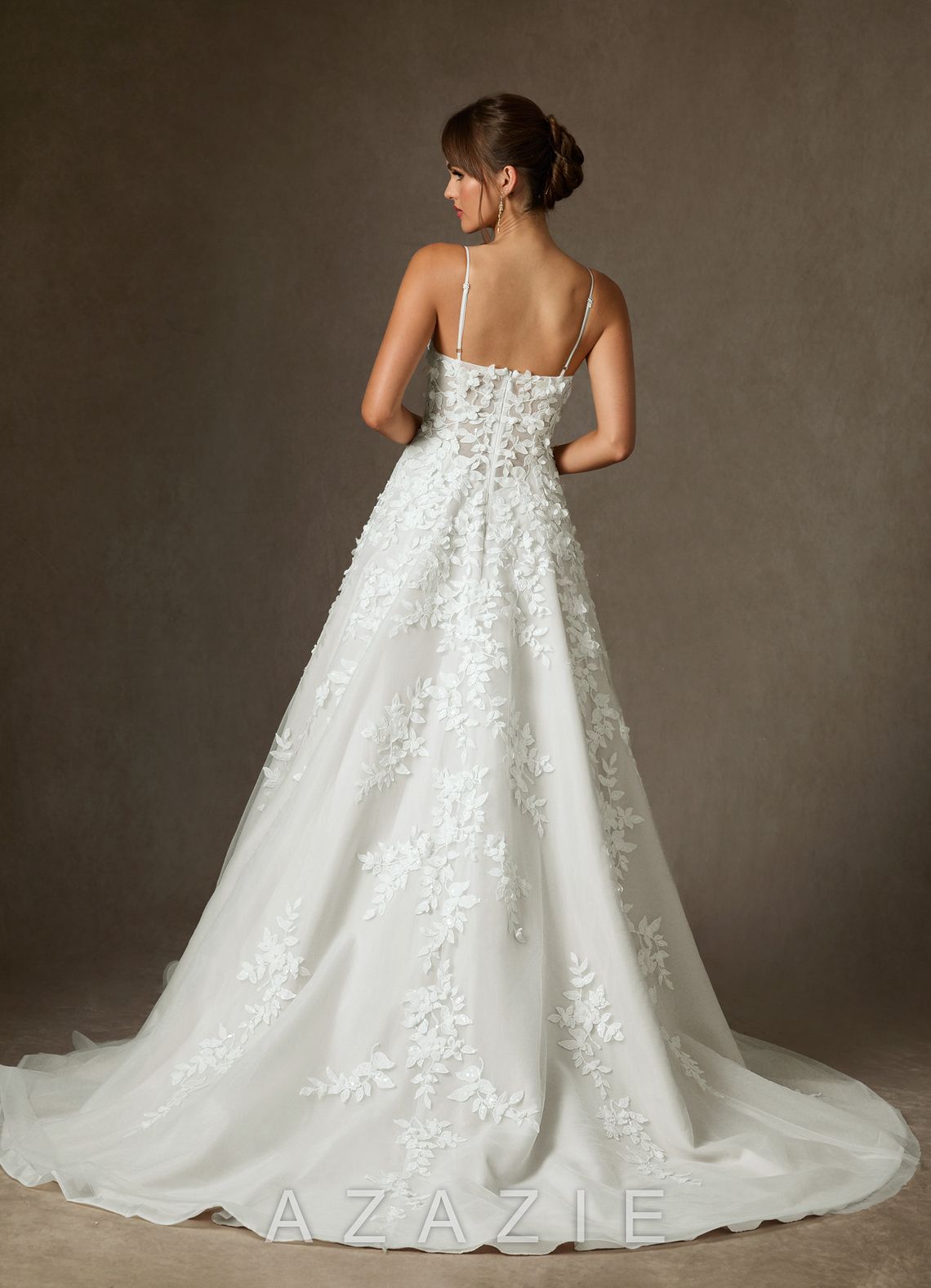 Azazie Alyson Diamond White Ball-Gown Lace Dress