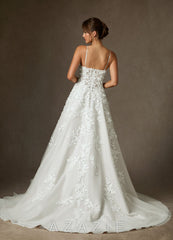 Azazie Alyson Diamond White Ball-Gown Lace Dress
