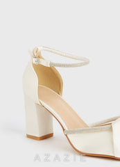 Rhinestone Strap Pointed Toe Block Heels