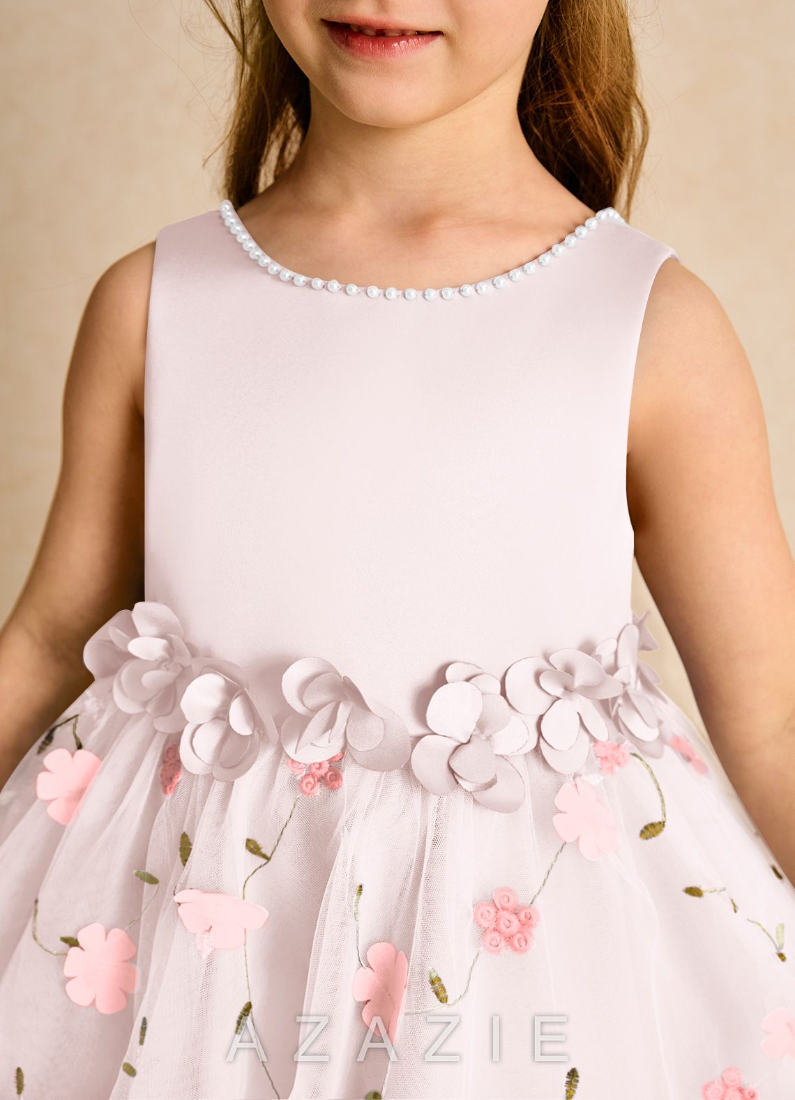 Azazie Starri Blushing Pink Ball-Gown Beaded Matte Satin Dress blushing_pink