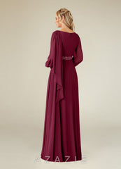 Azazie Priyanka Mulberry A-Line Boatneck Pleated Chiffon Dress mulberry