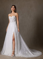 Azazie Ramina Diamond White A-Line Sweetheart Neckline Lace Dress