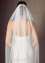 Jenna Pearl Waltz Length Veil  diamond_white