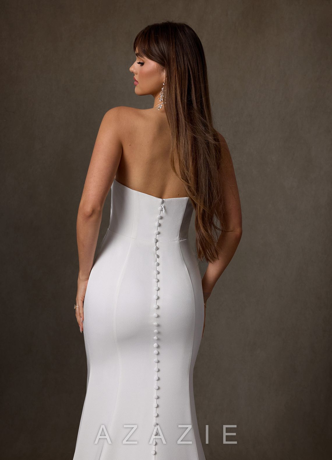 Azazie Jennet Diamond White Sheath Strapless Crepe Back Satin Dress