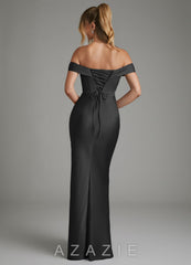 Azazie Hayden Black Mermaid Corset Stretch Satin Dress black