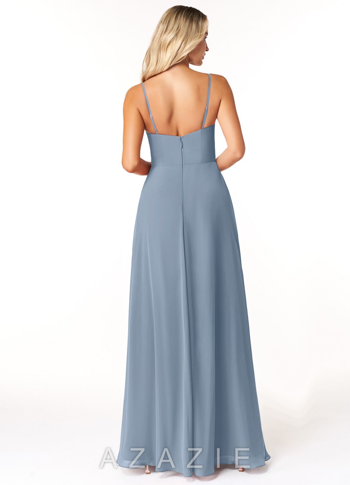 Azazie Moira Dusty Blue A-Line Scoop Chiffon Dress dusty_blue