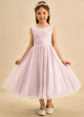 Azazie Macaron Blushing Pink A-Line Pleated Tulle Dress blushing_pink