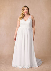 Azazie Carmella Wedding Dress Diamond White A-Line Sequins Chiffon Dress diamond_white