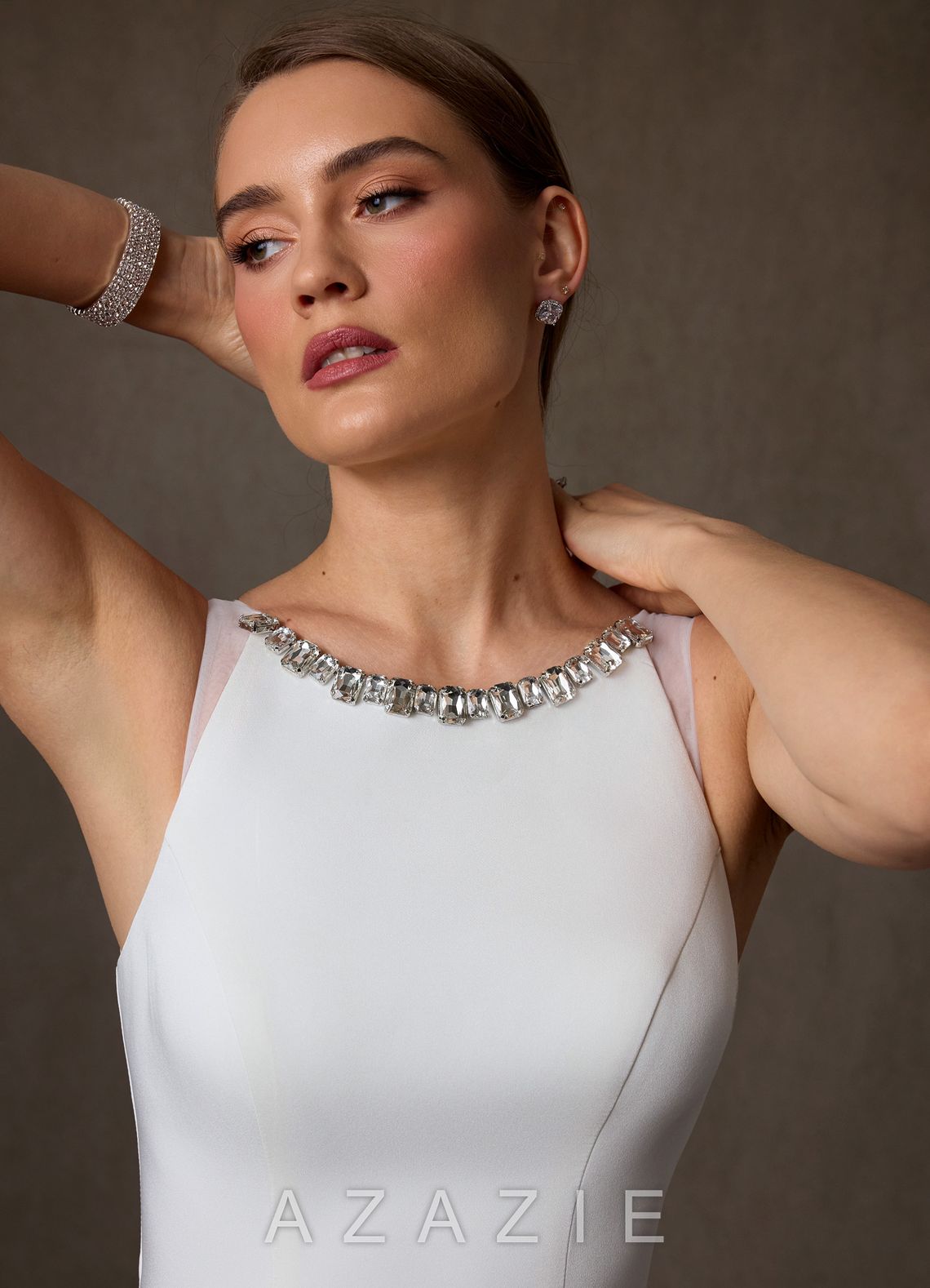 Azazie Naia Diamond White Mermaid Crepe Back Satin Dress diamond_white