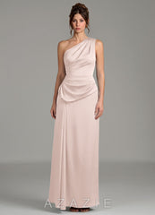 Azazie Zahira Blushing Pink Sheath One Shoulder Stretch Satin Dress blushing_pink
