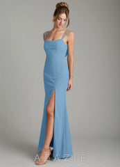 Azazie Egypt Steel Blue Sheath Sweetheart Neckline Chiffon Dress steel_blue