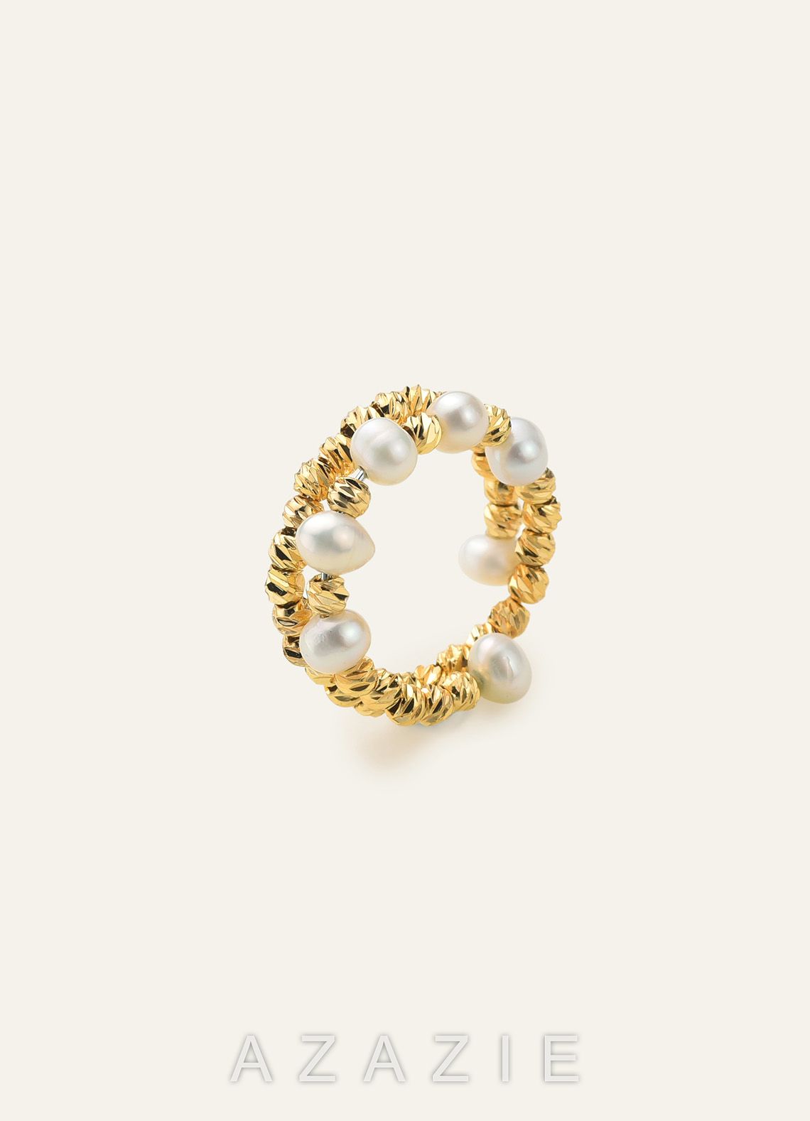 Pearl Beaded Wrap Ring  gold