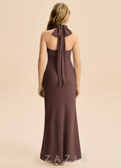 Azazie Velli Junior Ganache Mermaid High Neck Chiffon Dress ganache