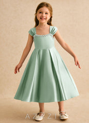 Azazie Yosemite Agave Ball-Gown Sweetheart Neckline Matte Satin Dress agave
