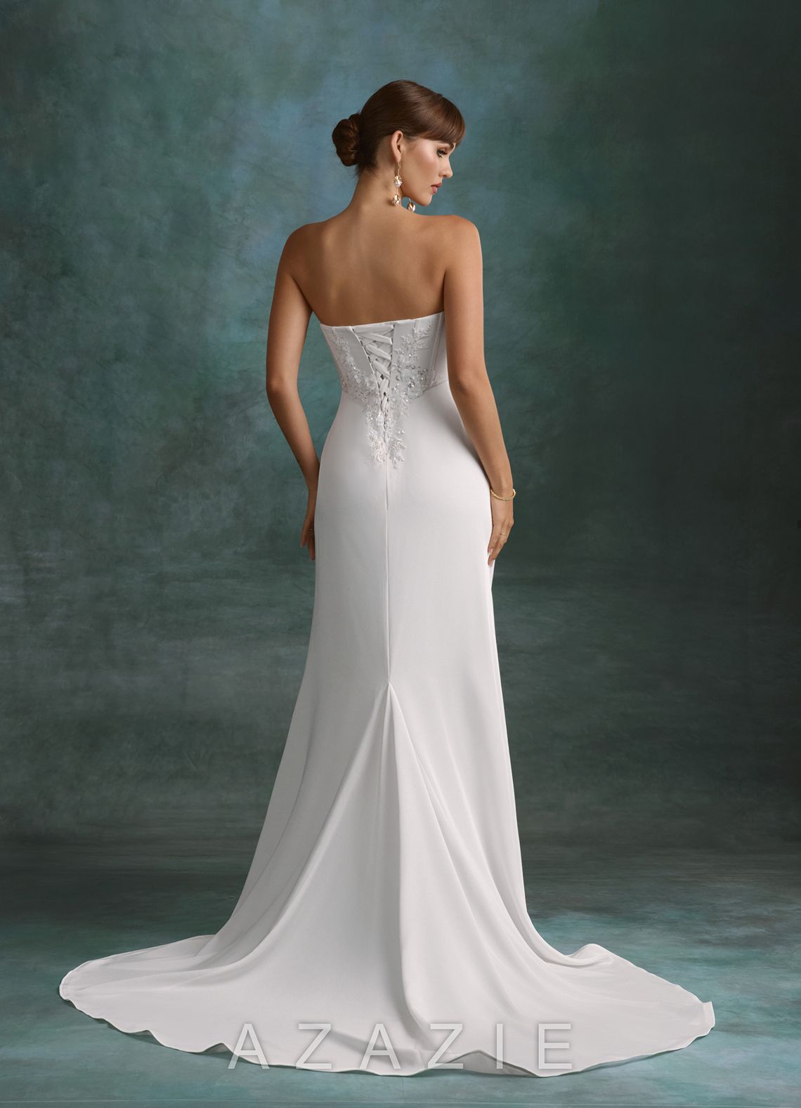 Azazie Shera Diamond White A-Line Strapless Crepe Back Satin Dress diamond_white