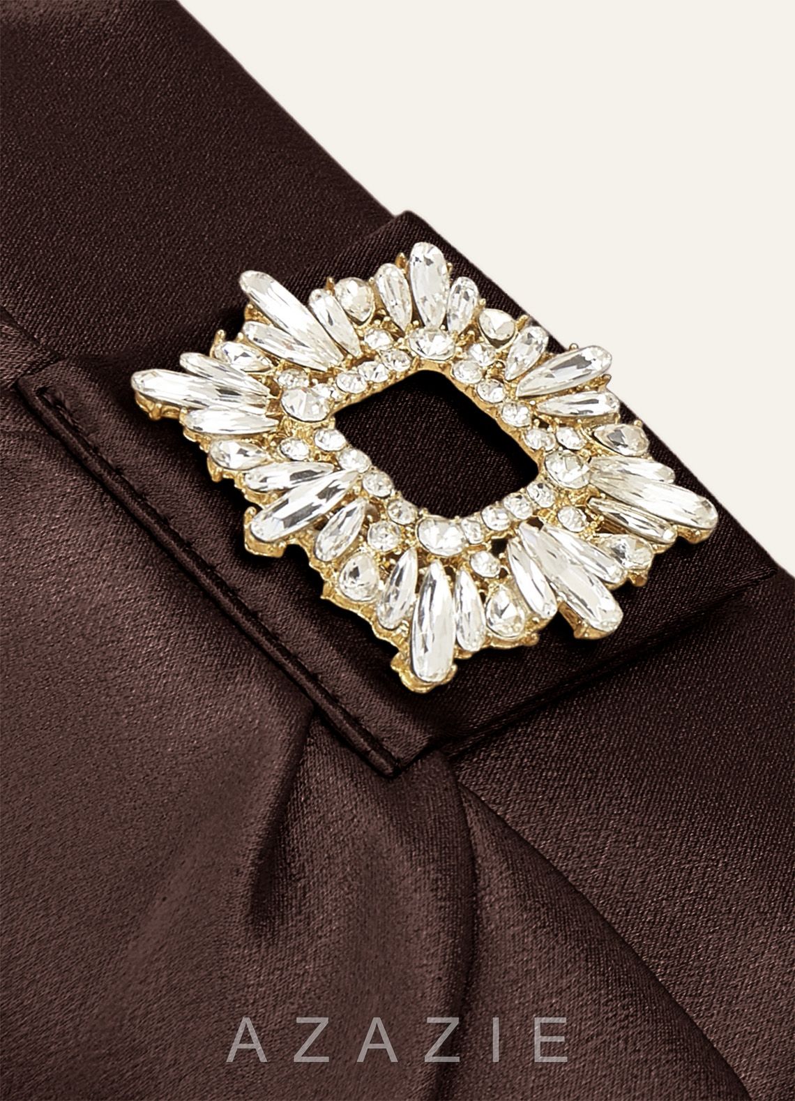 Matching Color Stretch Satin Rhinestone Square Buckle Clutch