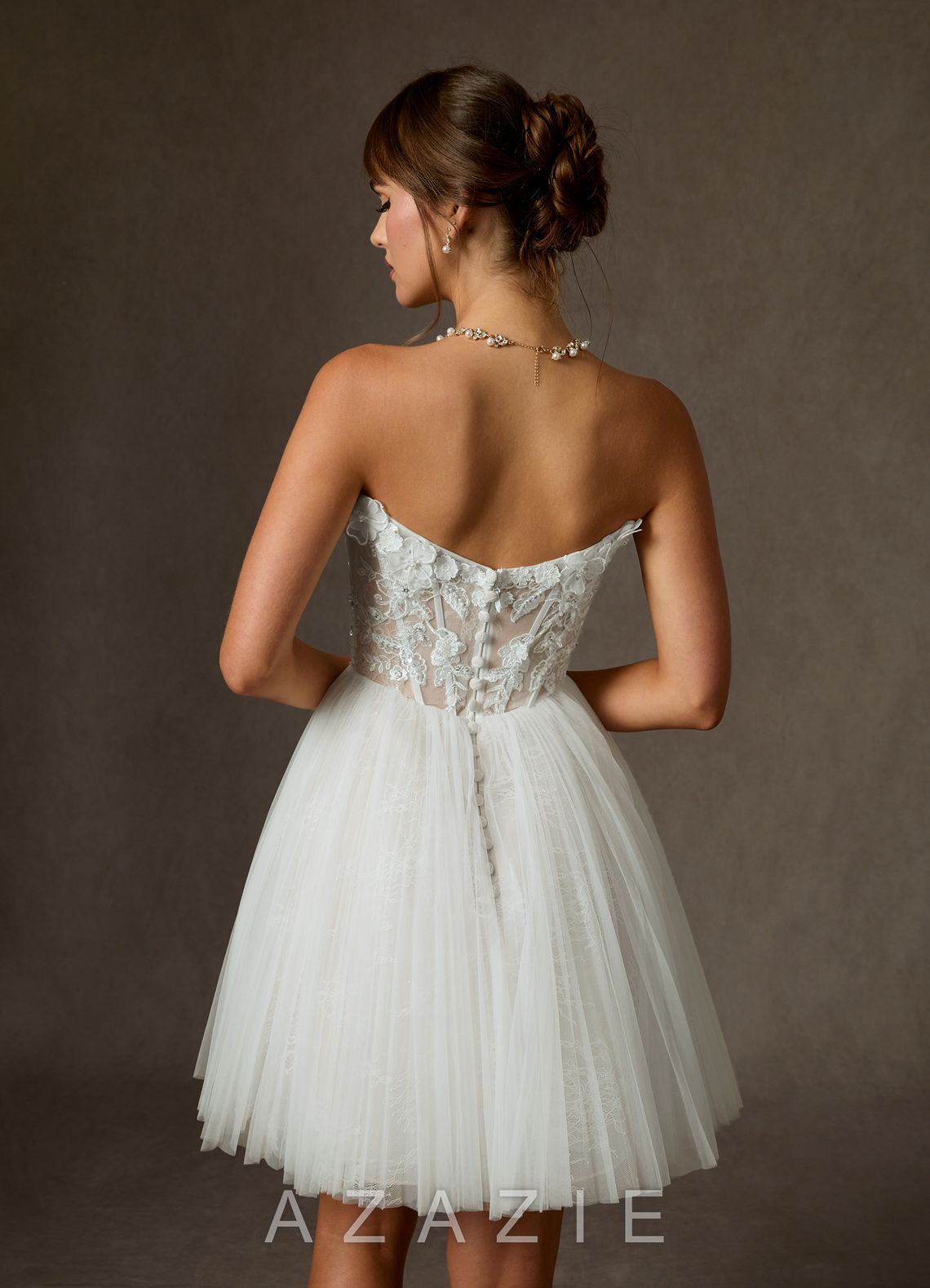Azazie Sorel Diamond White Ball-Gown Off the Shoulder Lace Dress diamond_white
