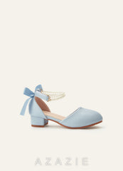 Satin Bow Pearl Strap Girl's Block Heels for Little & Big Kids