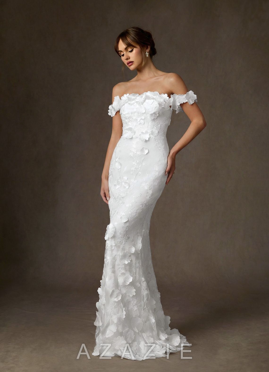 Azazie Olessia Diamond White Mermaid Lace Dress diamond_white
