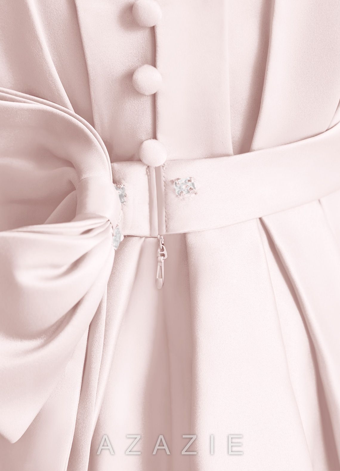 Azazie Miriam Blushing Pink Ball-Gown Pleated Matte Satin Dress blushing_pink