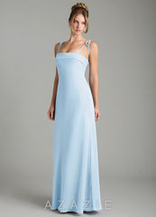 Azazie Ellia Sky Blue Sheath Bow Chiffon Dress sky_blue
