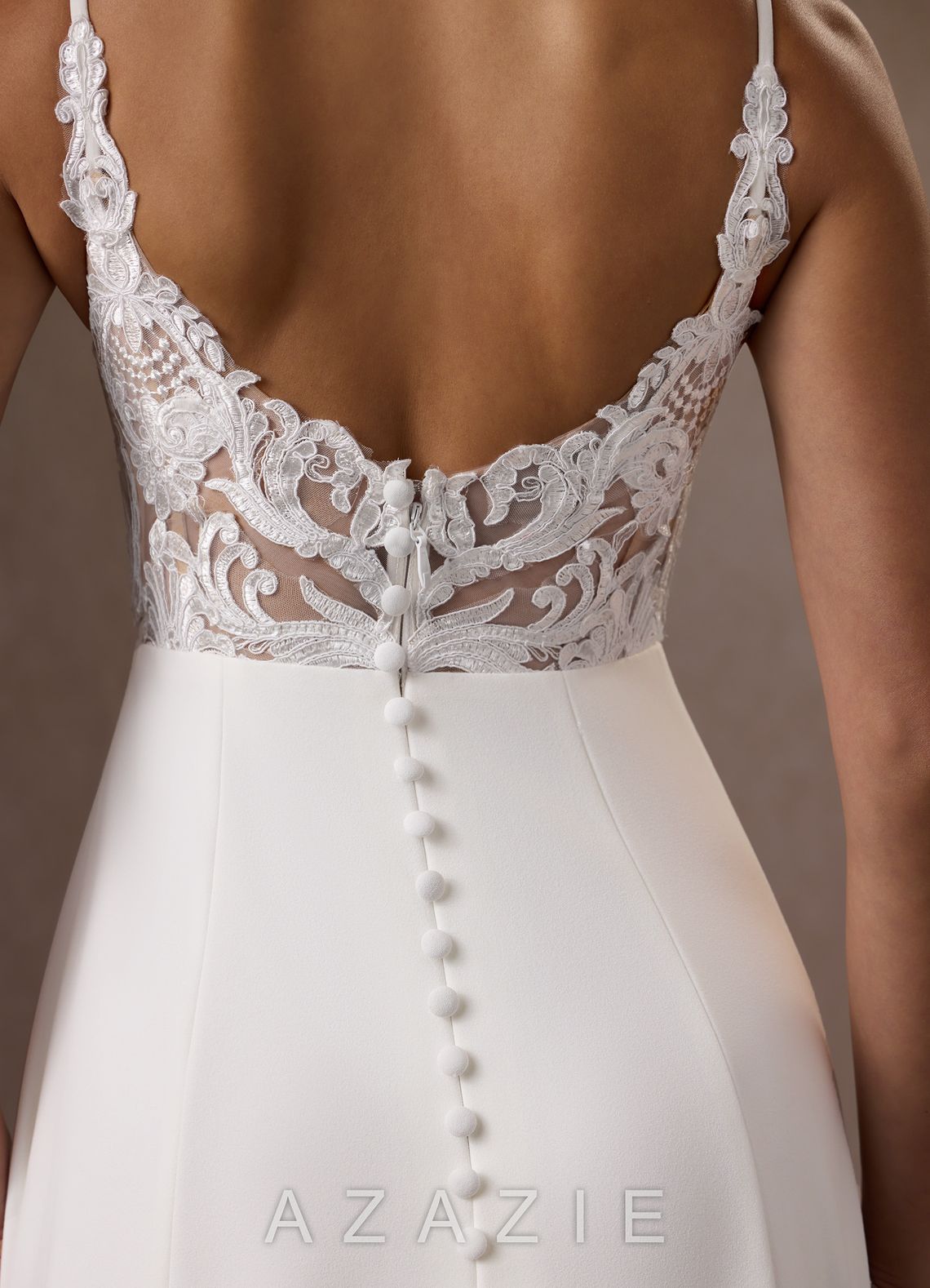 Azazie Xena Wedding Dress Diamond White A-Line V-Neck Sequins Stretch Crepe Dress diamond_white