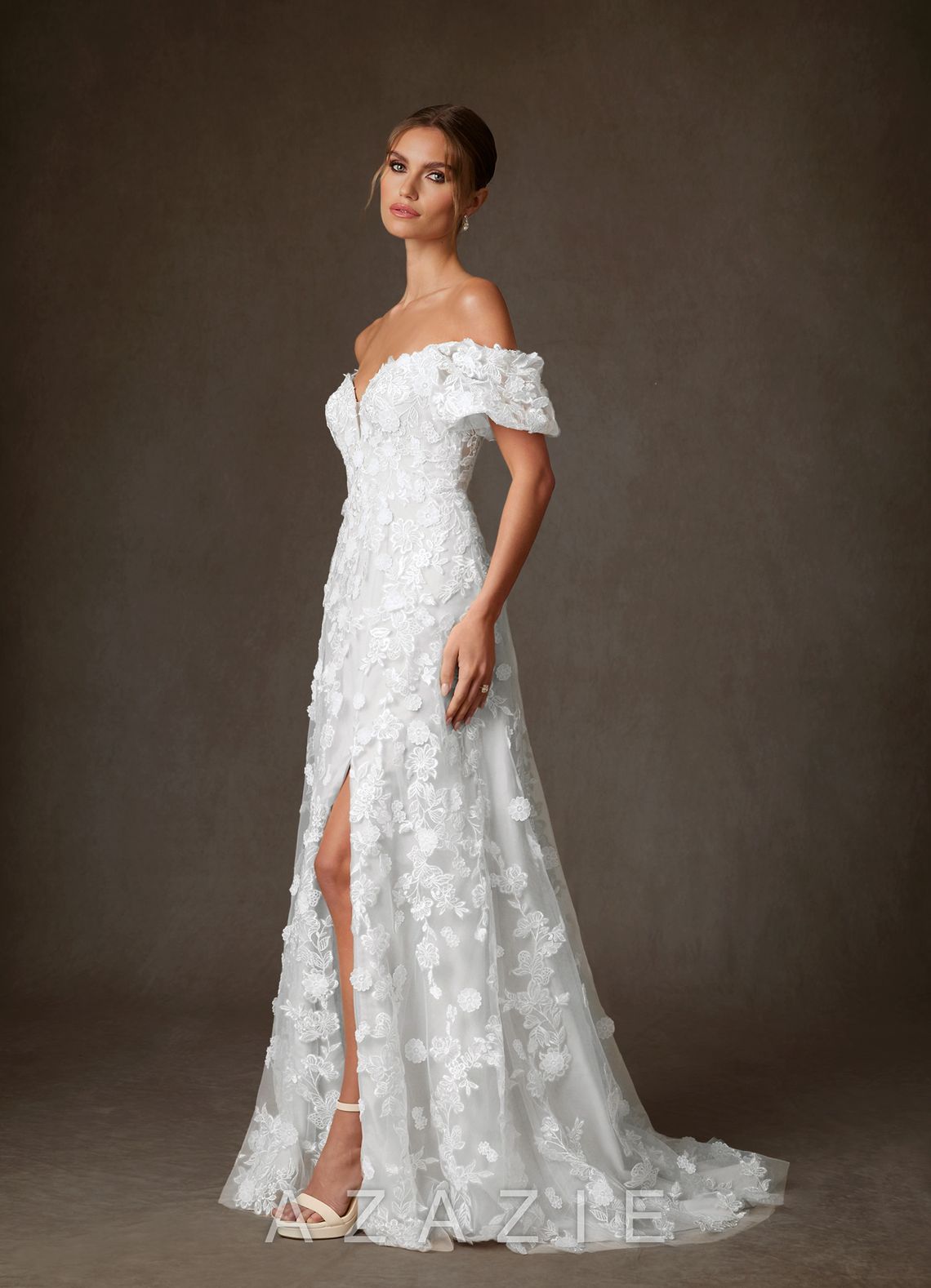 Azazie Vivienne Diamond White A-Line Sweetheart Lace Dress diamond_white