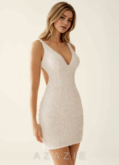 Emmanuelle White Beading Lace Mini Dress