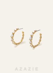 Pear Crystal Embellished Hoop Earrings