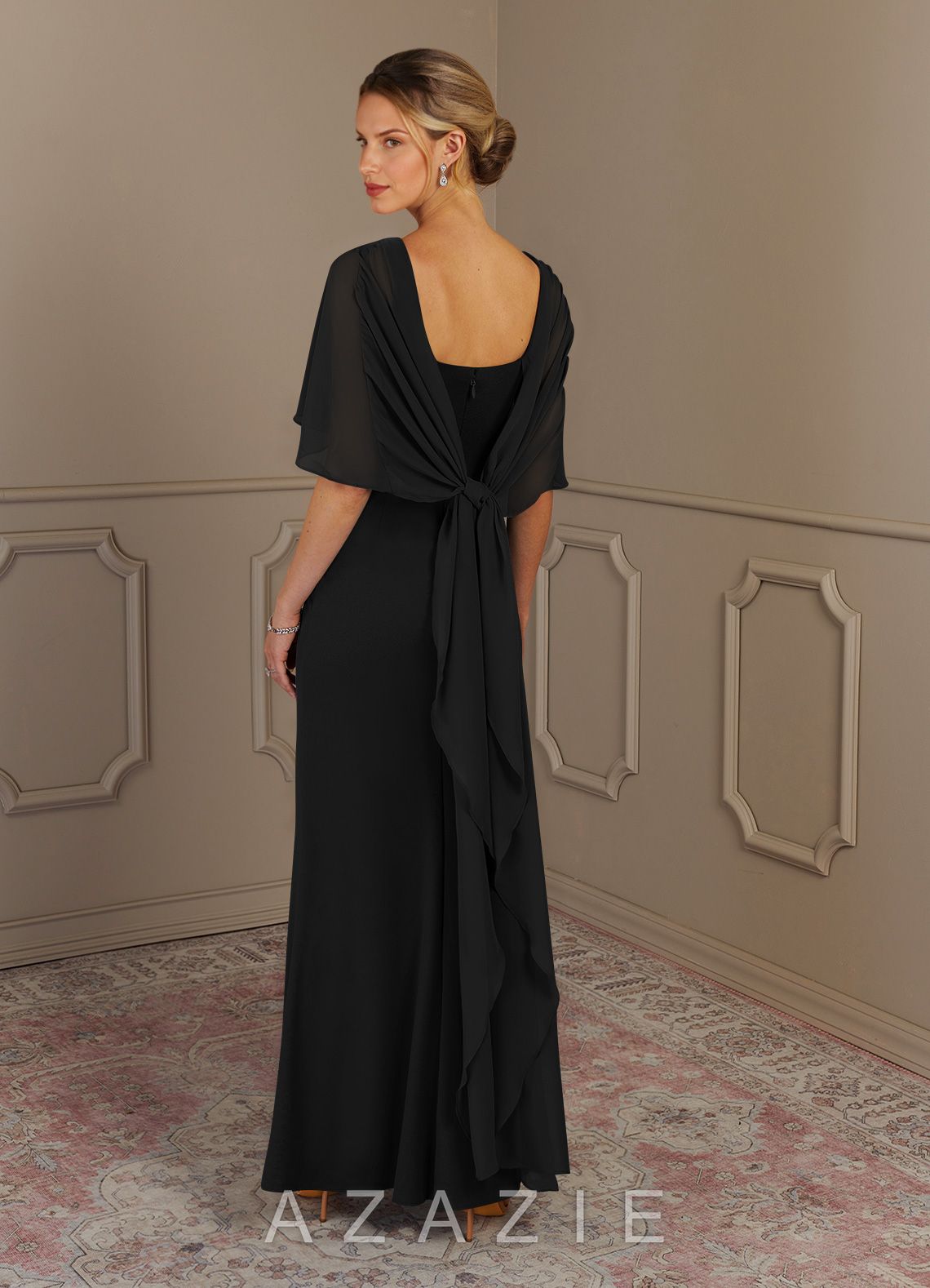Azazie Dion Black Sheath Scoop Stretch Crepe Dress black