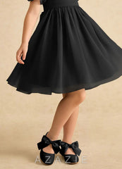 Satin Bow Mary Jane Girls' Flat Shoes  black