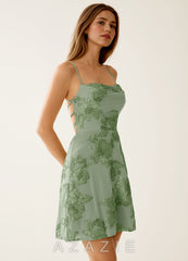 Lysandra Sage Stretch 3D Flowers Corset Mini Dress