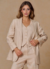 Belicia Tan 100% Linen Blazer
