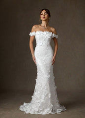 Azazie Olessia Diamond White Mermaid Lace Dress