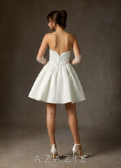 Azazie Granville Diamond White Ball-Gown Strapless Satin Dress