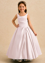 Azazie Audrey Blushing Pink A-Line Pleated Matte Satin Dress