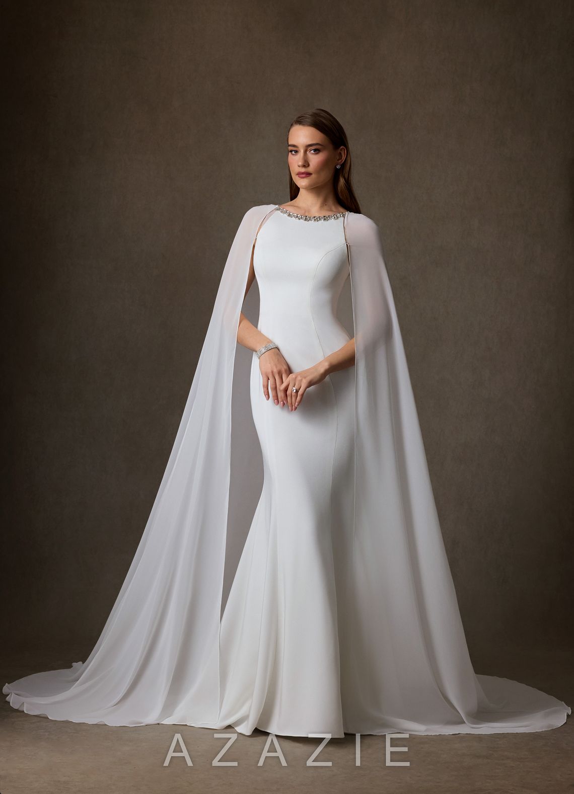 Azazie Naia Diamond White Mermaid Crepe Back Satin Dress diamond_white