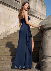 Thora Navy Open Back Prom Dress