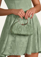 Matching Color Floral Burnout Pleated Handbag