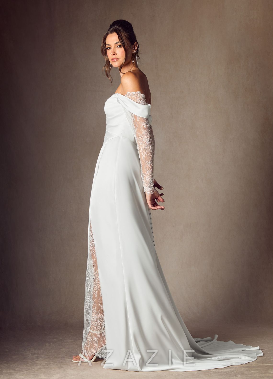 Azazie Alexa Diamond White A-Line Sweetheart Neckline Lace Dress