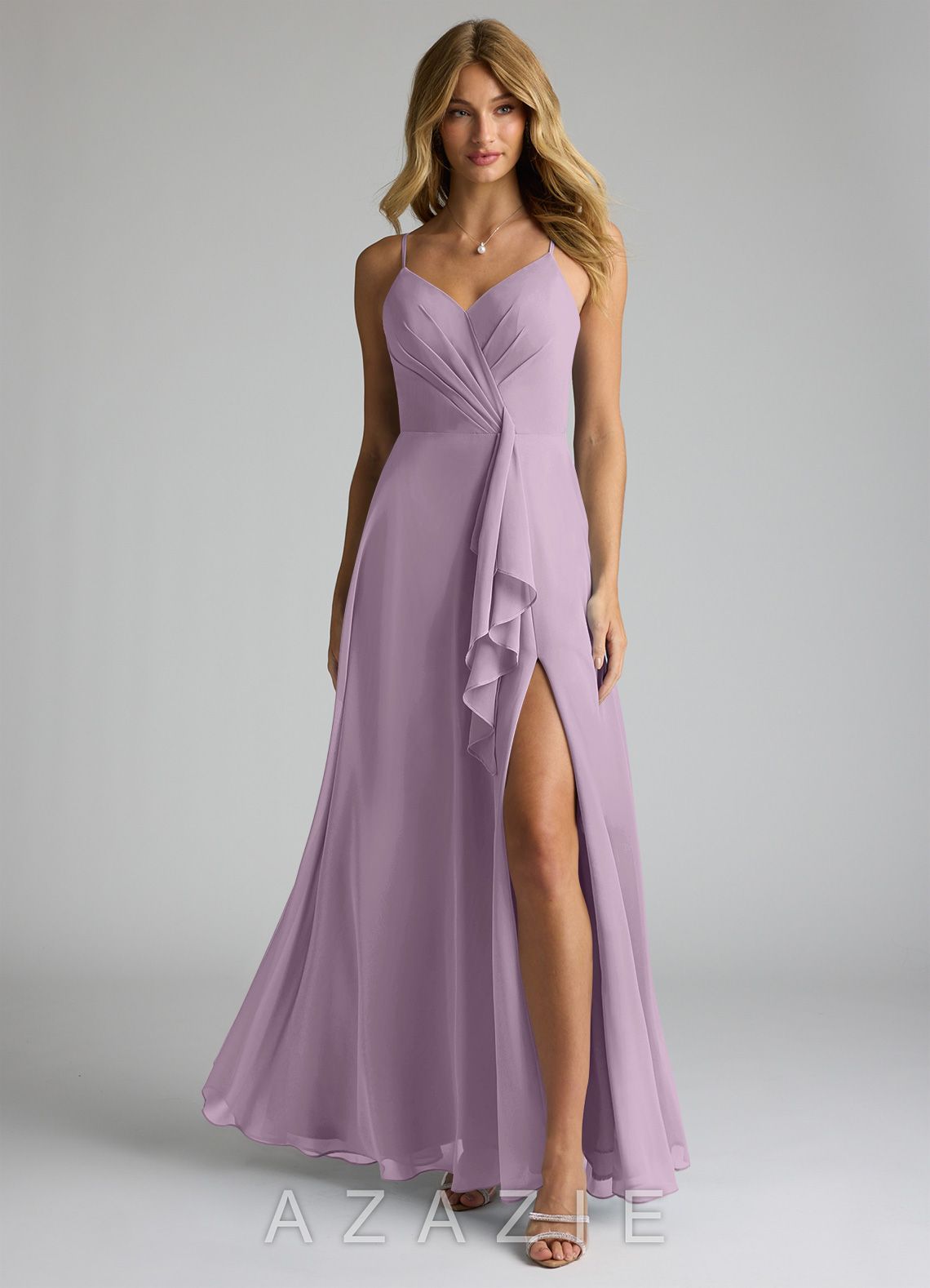 Azazie Akita Wisteria A-Line Chiffon Dress wisteria