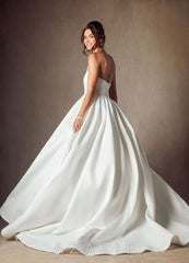 Azazie Celestia Diamond White Ball-Gown Strapless Matte Satin Dress diamond_white