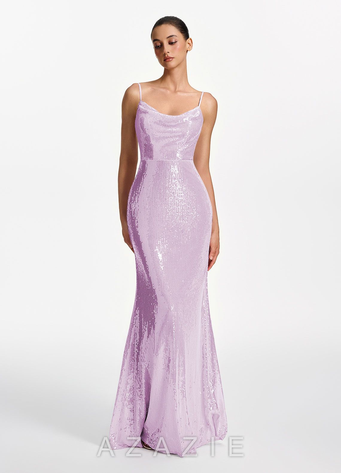 Elodie Lilac Sequins V-neck Mermaid Dress