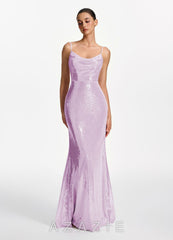 Elodie Lilac Sequins V-neck Mermaid Dress