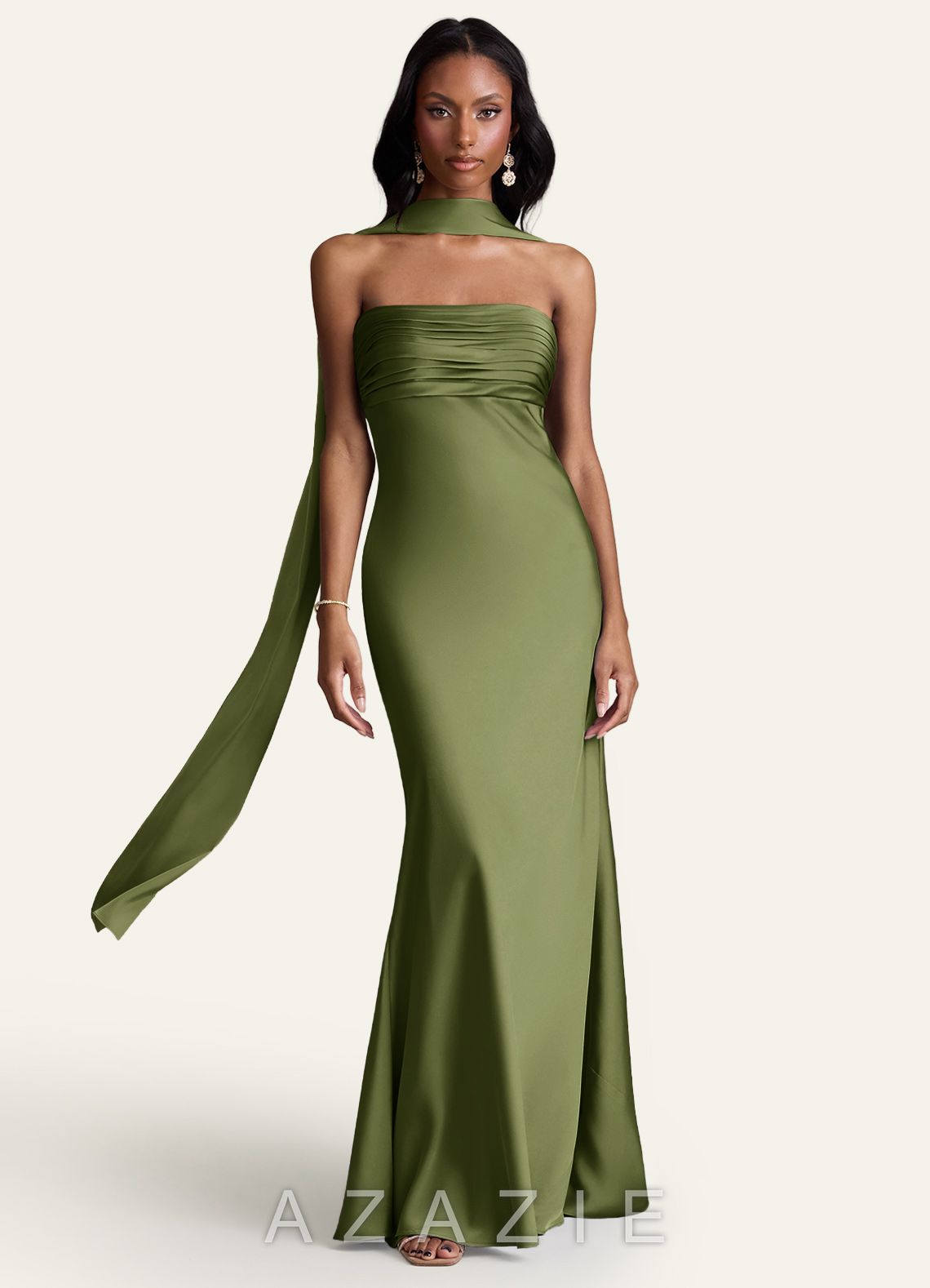Azazie Matching Color Stretch Satin Scarf