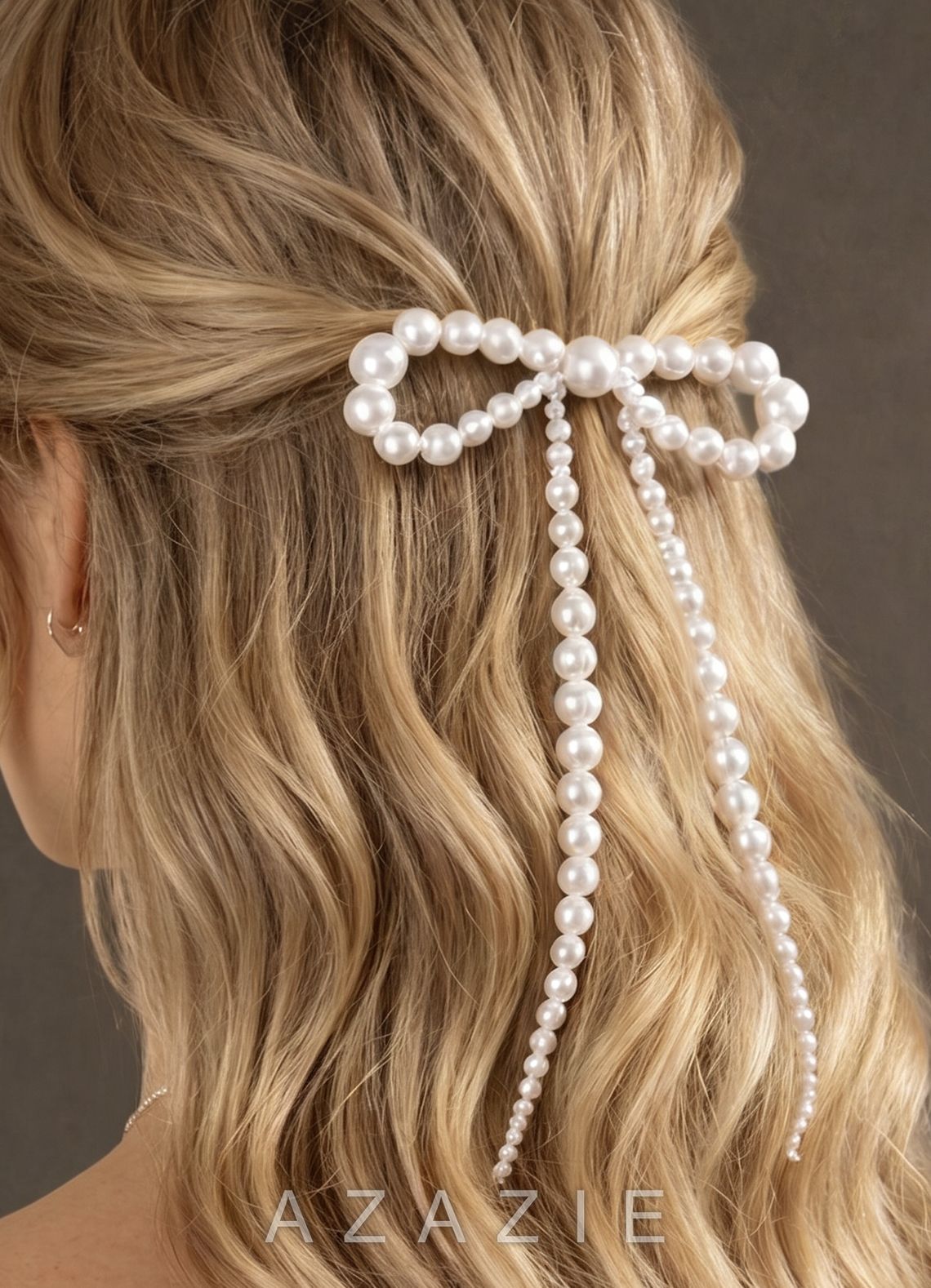 Pearl Bow Barrette  white