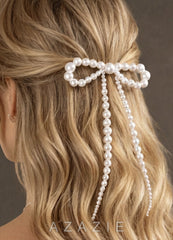 Pearl Bow Barrette  white