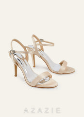 Champagne Satin Ankle Strap High Heels  champagne