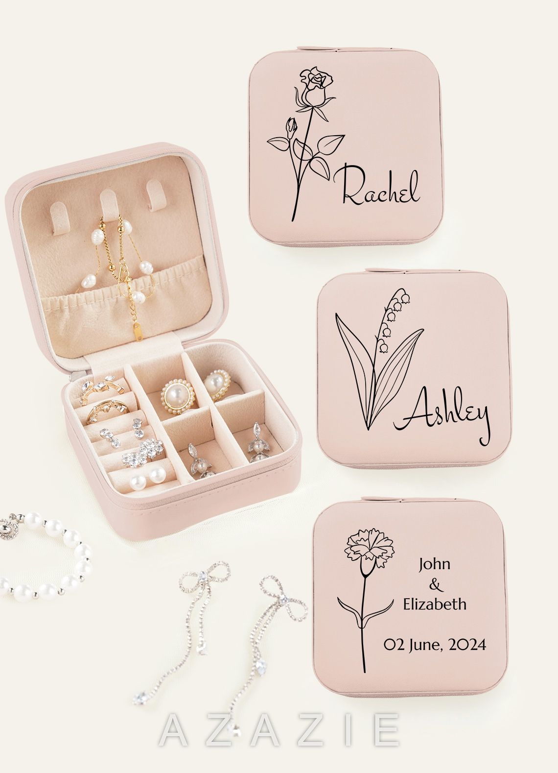 Personalized Jewelry Case  blushing_pink